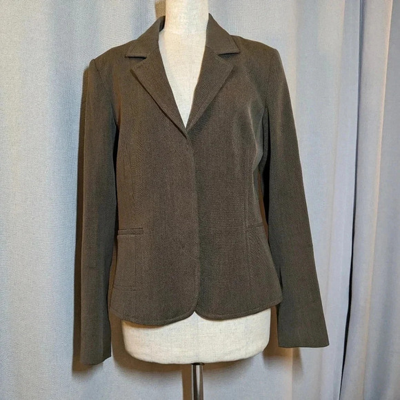 Theory Brown Wool Blazer Jacket Size 10 Hidden Buttons - Picture 1 of 9